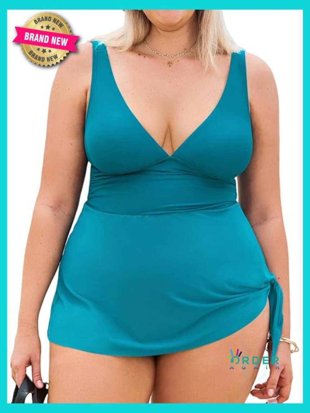 Tankini Set Plus Size Two Piece High Waisted V Neck Mesh Ruched Self Tie Swim